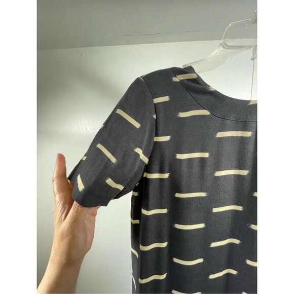 Madewell Dash Black Beige Back Metal Zipper Dress Size 0 - Picture 4 of 9